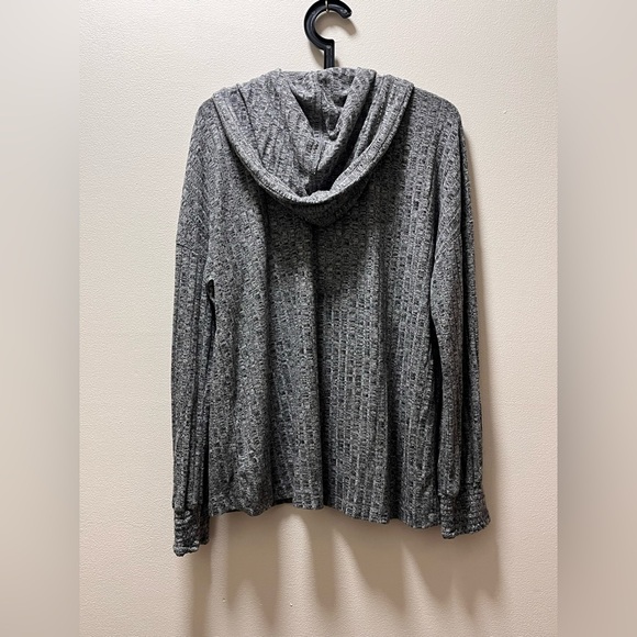 Knox Rose Oversized Off-the-Shoulder Comfy Pull-On Hoodie, Sz L, Heather Gray - Picture 2 of 6